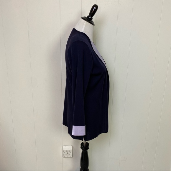 Exclusively Misook Open Cardigan Blazer Women's Navy Blue Light Purple Size S* - Picture 7 of 13